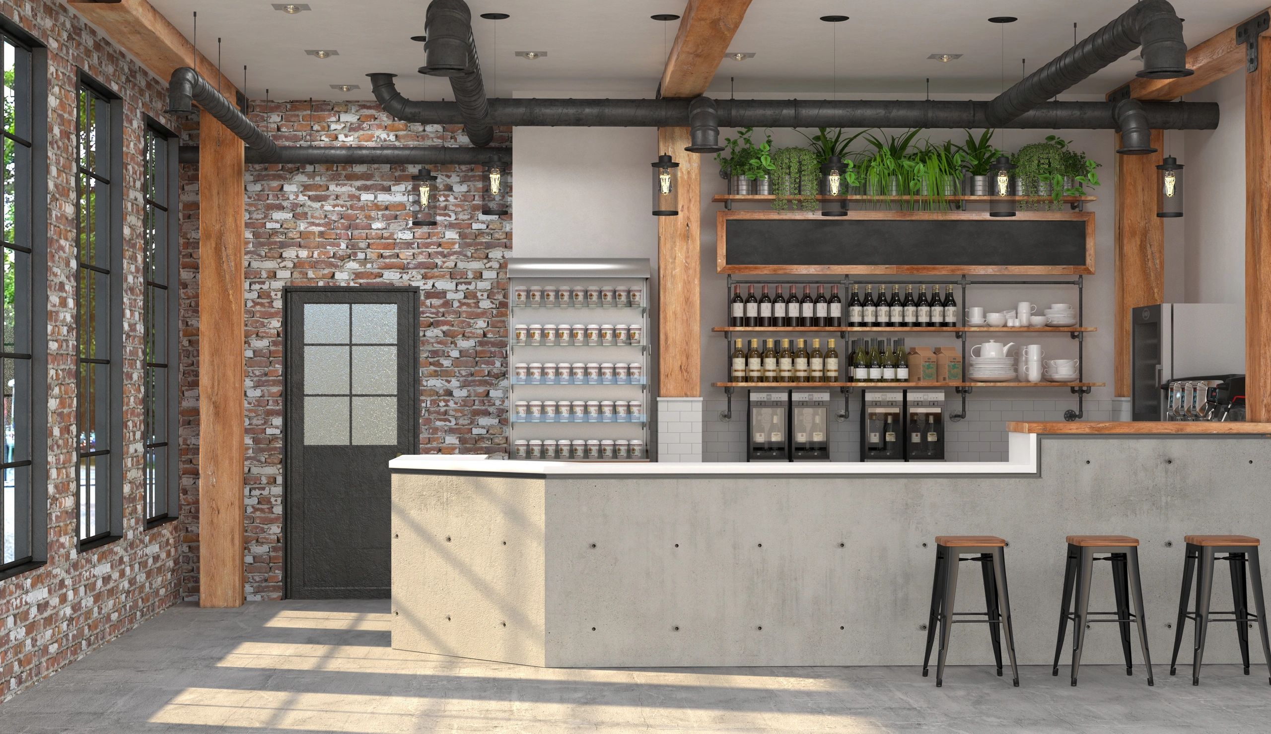 Liquor store shelves filled with bottles