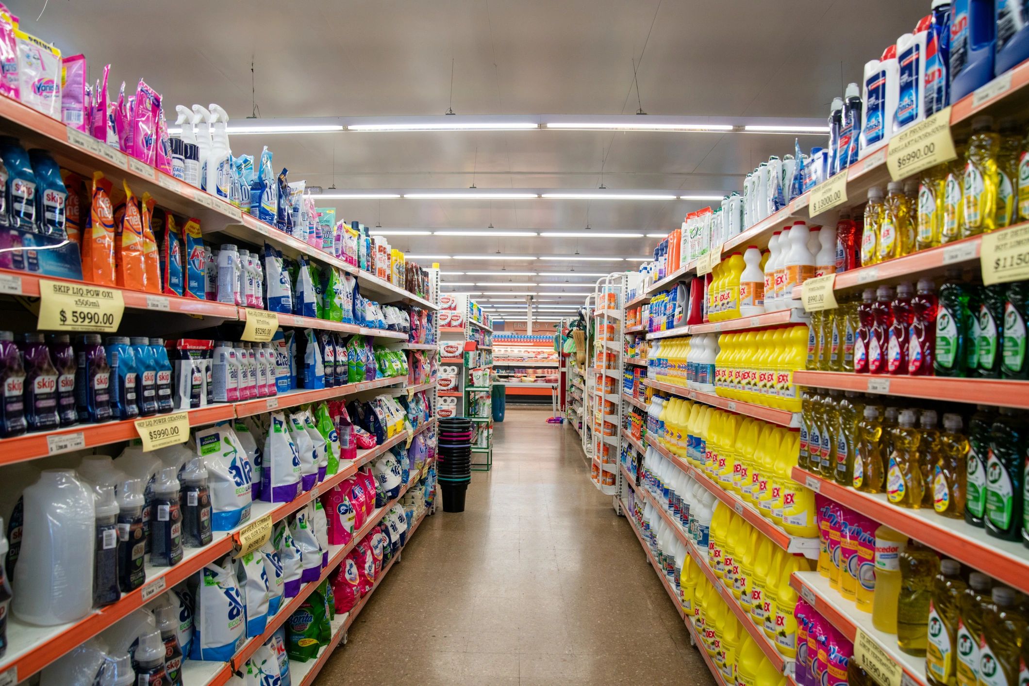 Beer and spirits on shelves in a liquor store