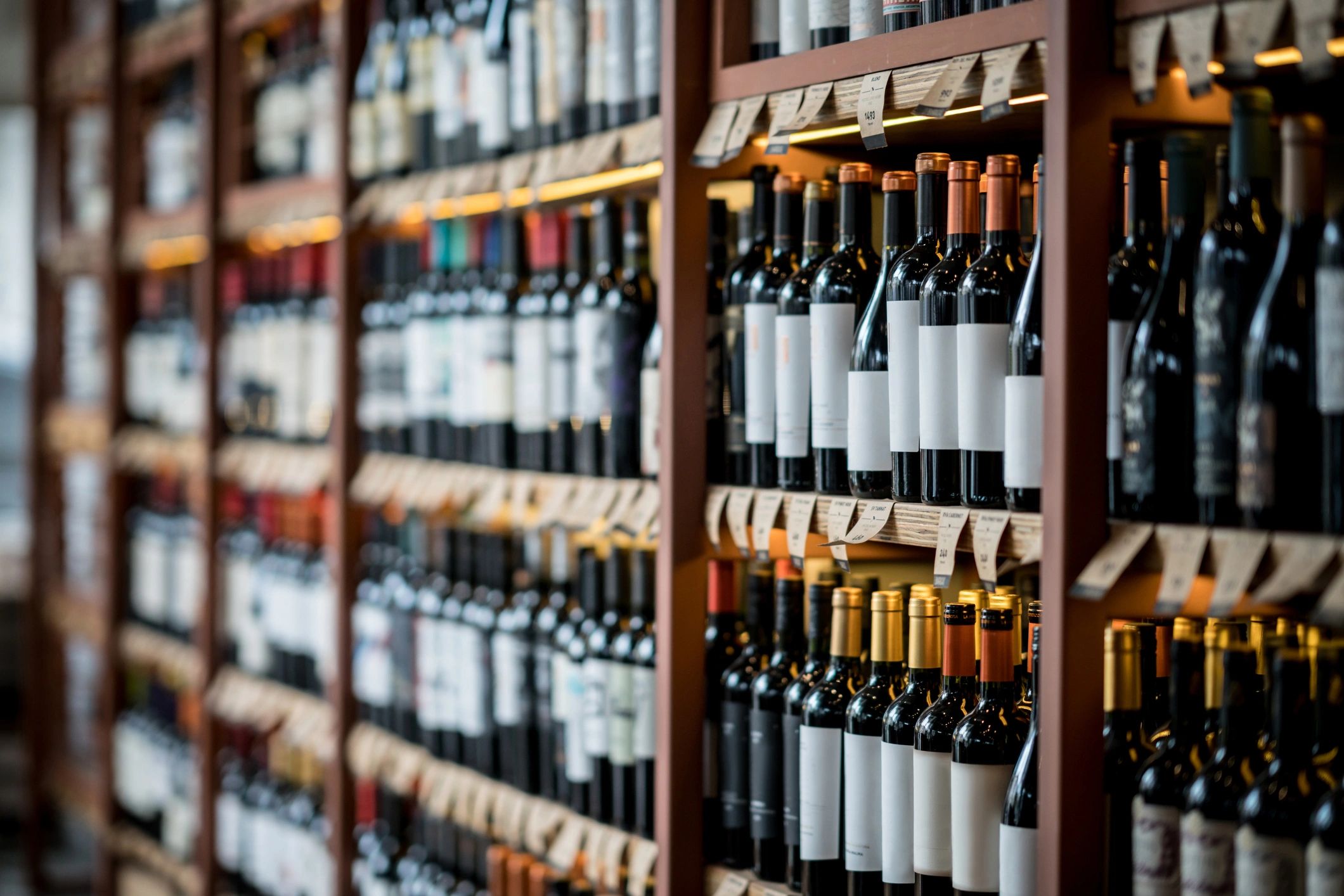 wine bottles on shelf